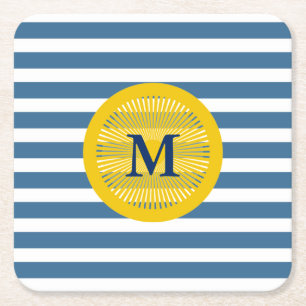 Navy and Yellow Monogram Coasters