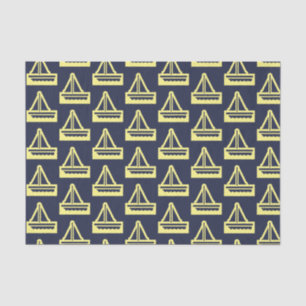 Navy and Yellow Sailboat Tissue Paper