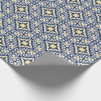 Farmhouse Rustic Country Lemons Blue Floral Wrapping Paper Sheets