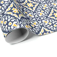 Farmhouse Rustic Country Lemons Blue Floral Wrapping Paper Sheets