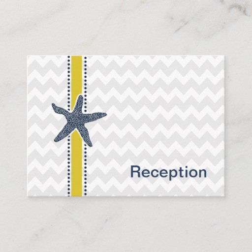 Customizable chevron stripes, starfish mod beach wedding design business card template