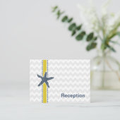 Navy and Yellow Starfish Beach Wedding Stationery Enclosure Card (Standing Front)