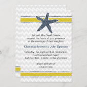 Navy and Yellow Starfish Beach Wedding Stationery Invitation (Front/Back)