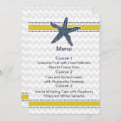 Navy and Yellow Starfish Beach Wedding Stationery Invitation (Front/Back)
