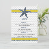 Navy and Yellow Starfish Beach Wedding Stationery Invitation (Standing Front)