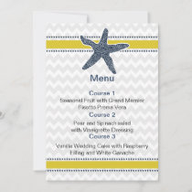 Navy and Yellow Starfish Beach Wedding Stationery Invitation