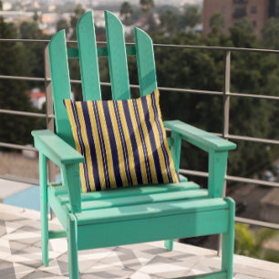 Navy and Yellow Stripes Throw Pillow
