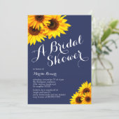 Navy and Yellow Sunflowers Bridal Shower Invitation (Standing Front)
