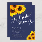 Navy and Yellow Sunflowers Bridal Shower Invitation (Front/Back)