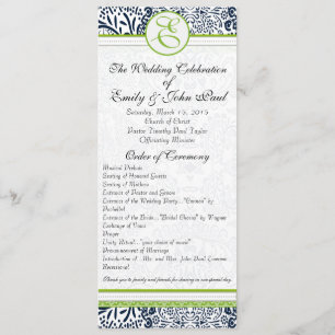 Navy Apple Green Gray Love Birds Wedding Programs
