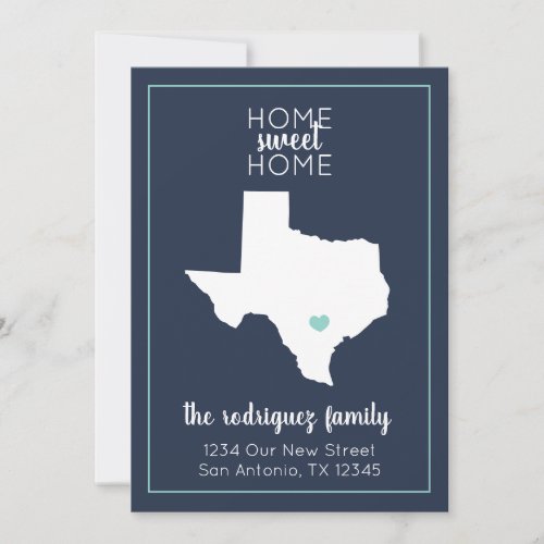 Navy  Aqua Home Sweet Home _ Texas Moving Announcement