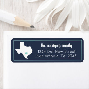 Navy & Aqua Home Sweet Home - Texas Moving Label