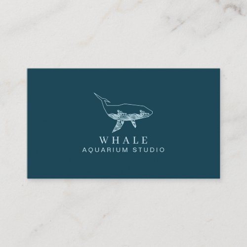 Navy Aquarium Whale Surfer Business Card
