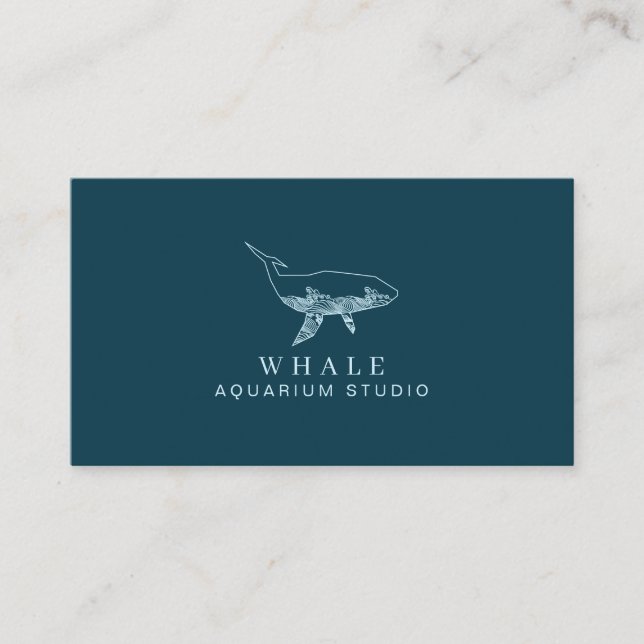Navy Aquarium Whale Surfer Business Card (Front)