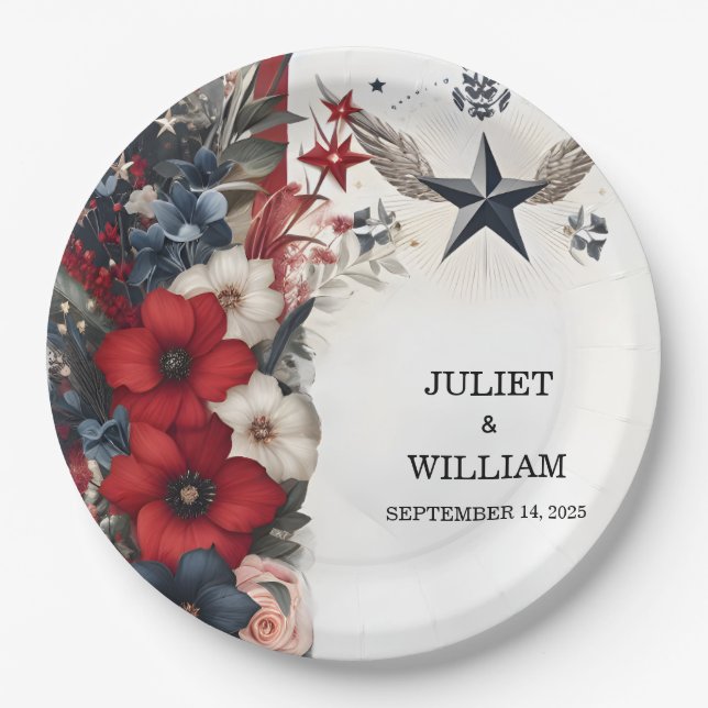 Navy Army War Marine Tactical Military Wedding Paper Plates (Front)