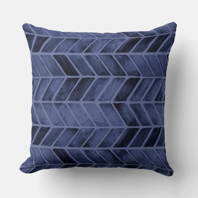 Navy Arrow Watercolor  Throw Pillow (Front)