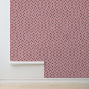 Navy Art Deco Diamonds on Pink Wallpaper
