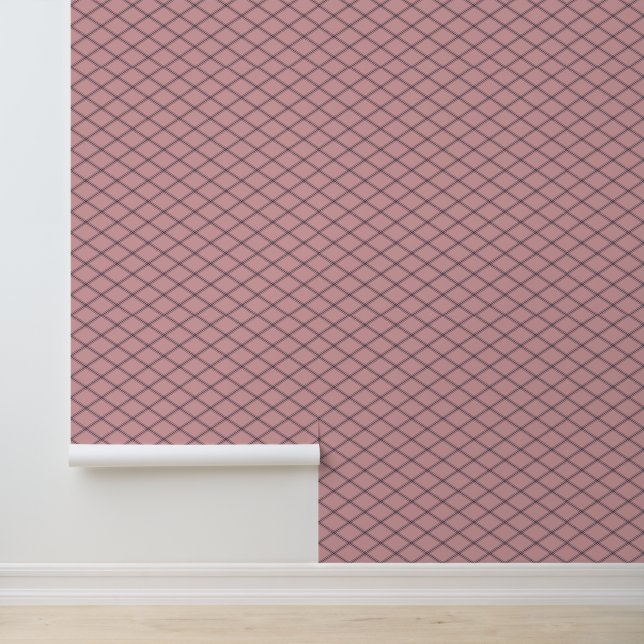 Navy Art Deco Diamonds on Pink Wallpaper (Application)