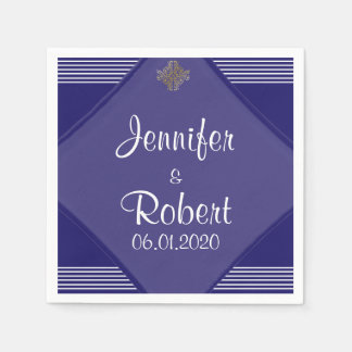 Navy Art Deco Posh Wedding Napkin