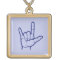 Navy ASL I Love You Hand Necklace
