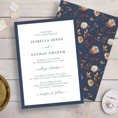 Navy Autumn Wedding Invitation