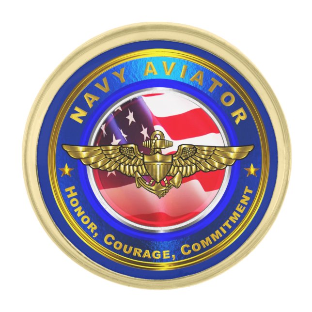 Navy Aviator Gold Finish Lapel Pin (Front)