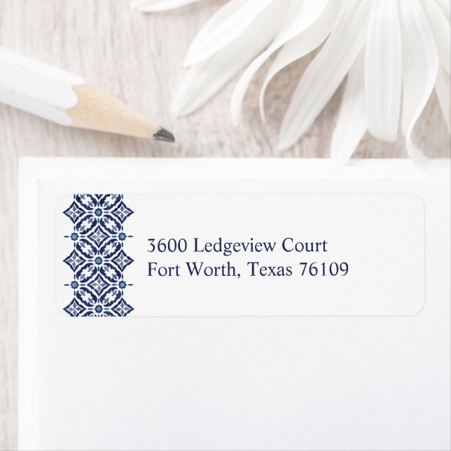 Navy Azulejo | Spanish Tile Pattern V2 Label (Insitu)