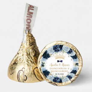 Navy Baby Blue Floral Twins Boy Girl Quinceanera Hershey®'s Kisses®