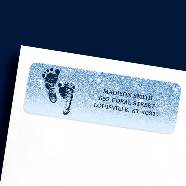 Navy Baby Blue Glitter Ombre Baby Feet Label (Creator Uploaded)