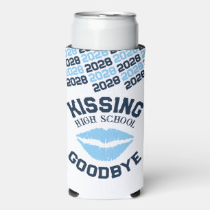Navy & Baby Blue Graduation Kissing School Goodbye Seltzer Can Cooler