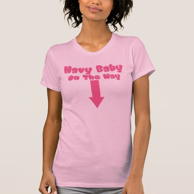 Navy Baby On The Way (pink) T-Shirt (Front)