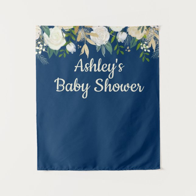 Navy Baby Shower Photo Booth Backdrop Photo Prop (Front)