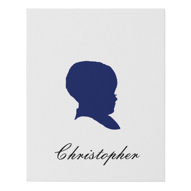 Navy Baby Silhouette Faux Canvas Print (Front)