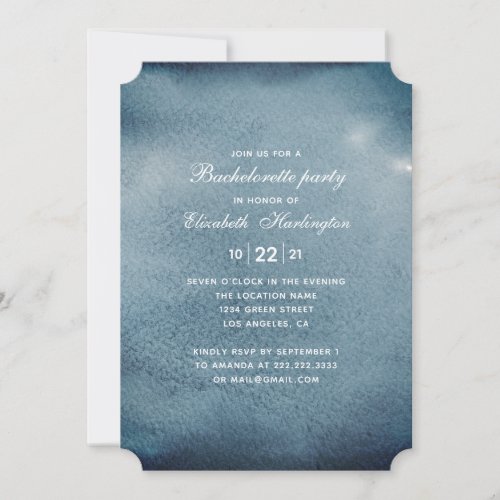 Navy bachelorette party Watercolor blue modern Invitation
