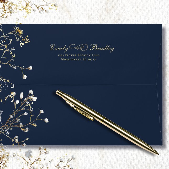 Navy Background Elegant Gold Script   Envelope (Creator Uploaded)