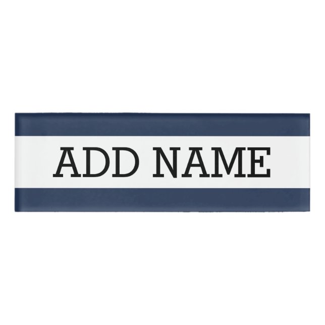 Navy Background with Custom Name Name Tag (Front)