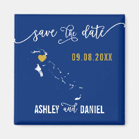 Navy Bahamas Wedding Save the Date Map