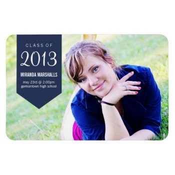 Navy Banner Design Photo Graduation Magnet by AllyJCat at Zazzle