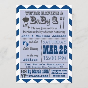 Navy Barbecue Babyq Baby Shower Invitation by aaronsgraphics at Zazzle