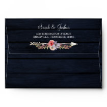 Navy barn wood floral rustic country chic envelope