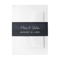 Navy barn wood floral rustic country chic invitation belly band