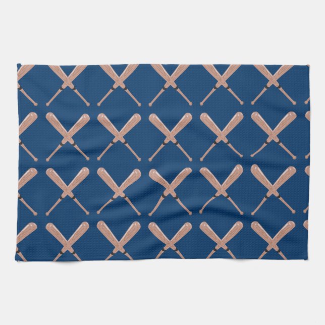 Navy Baseball Bat Kitchen Towel (Horizontal)
