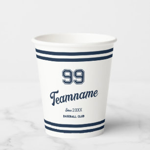 Navy Baseball Club Custom Player Number & TeamName Paper Cups