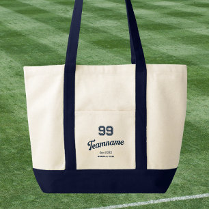 Navy Baseball Club Custom Player Number & TeamName Tote Bag