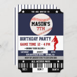 Navy Baseball Ticket Birthday Invitation at Zazzle
