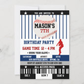 Navy Baseball Ticket Birthday Invitation (Front)