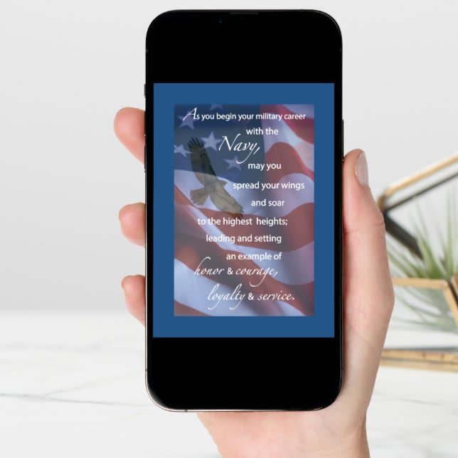 Navy Basic Training Congratulations Eagle on Flag Card (Front Digital)