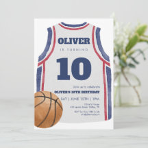 Navy Basketball Jersey Birthday Party Watercolor 