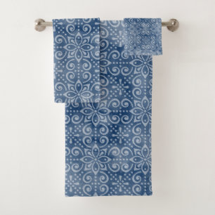 Navy Batik Bath Towel Set