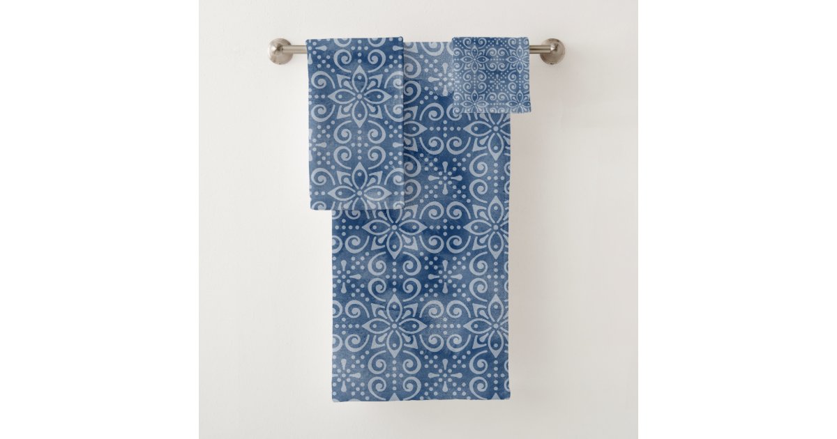 Navy Batik Bath Towel Set | Zazzle